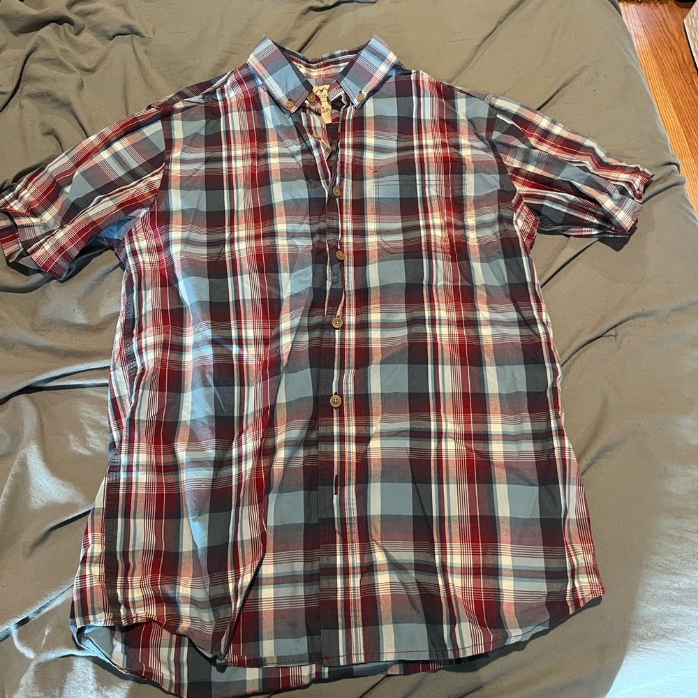 Men's Plaid Shirt - Red and Blue